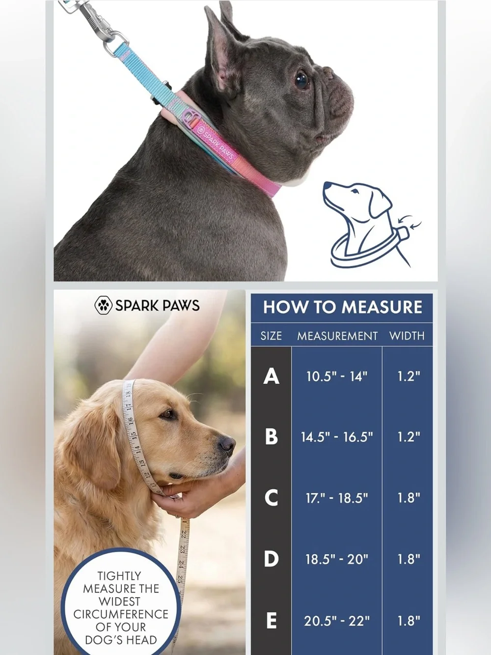 Spark Paws Pink & Blue Gradient Reflective Dog Collar size C